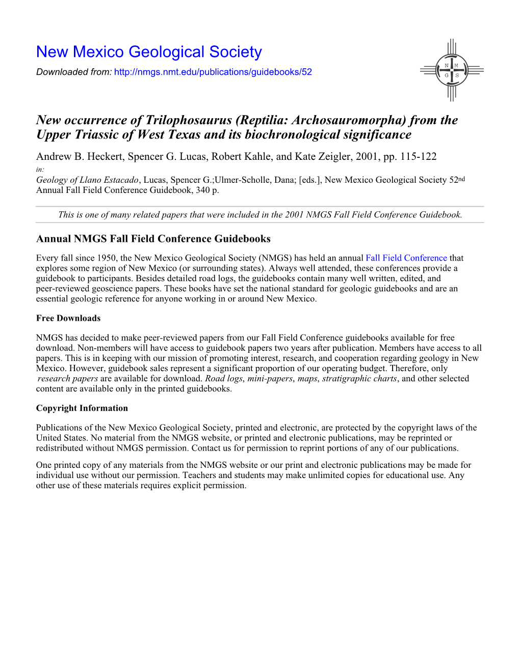 (Reptilia: Archosauromorpha) from the Upper Triassic of West Texas and Its Biochronological Significance Andrew B