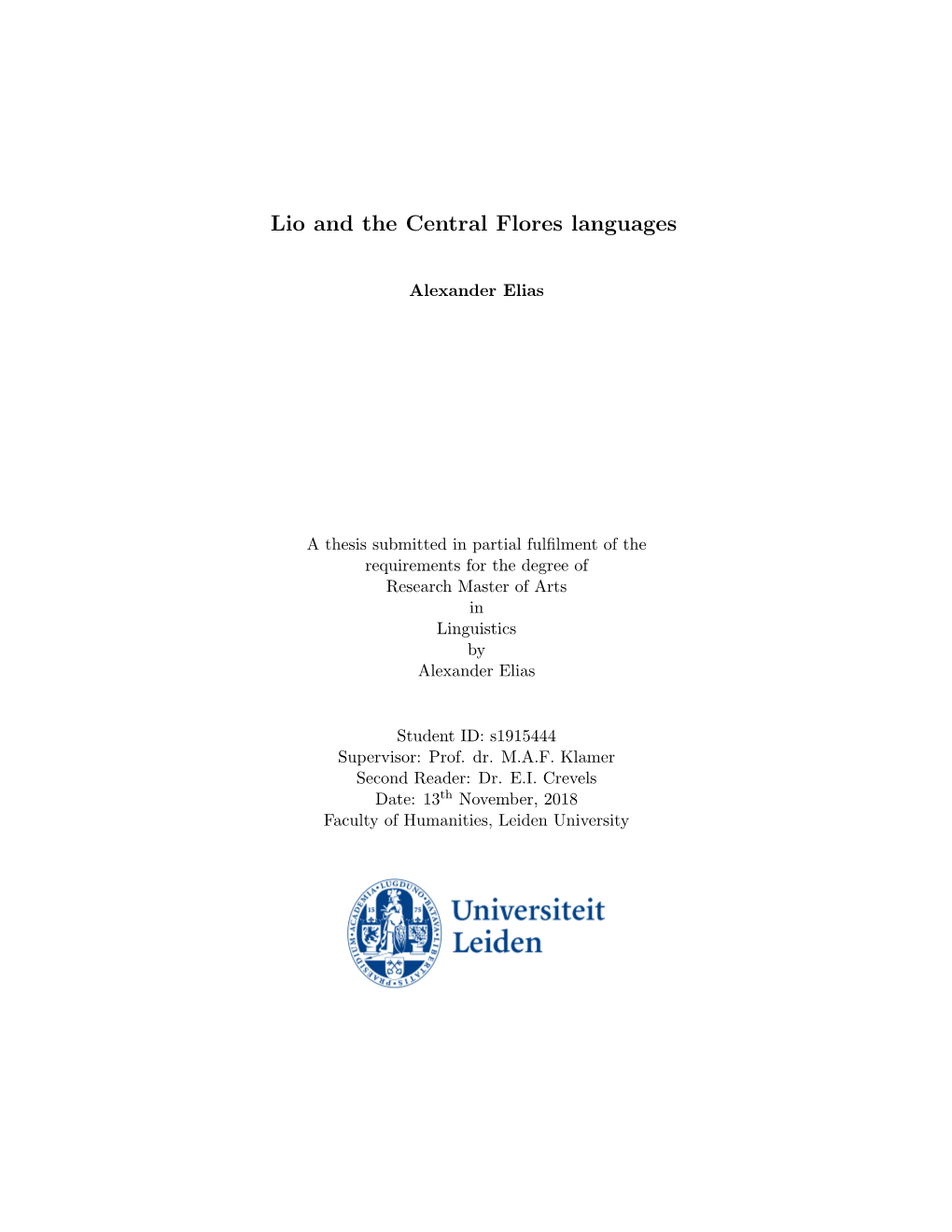 Lio and the Central Flores Languages