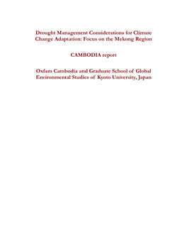 Drought Management Considerations for Climate Change Adaptation: Focus on the Mekong Region