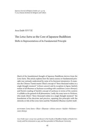 The Lotus Sutra As the Core of Japanese Buddhism Shifts in Representations of Its Fundamental Principle