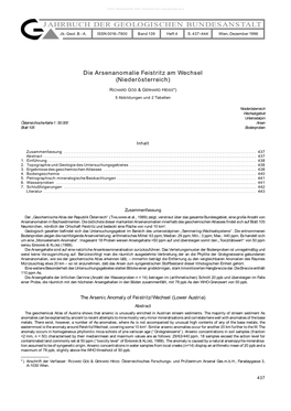 Die Arsenanomalie Feistritz Am Wechsel (Niederösterreich)