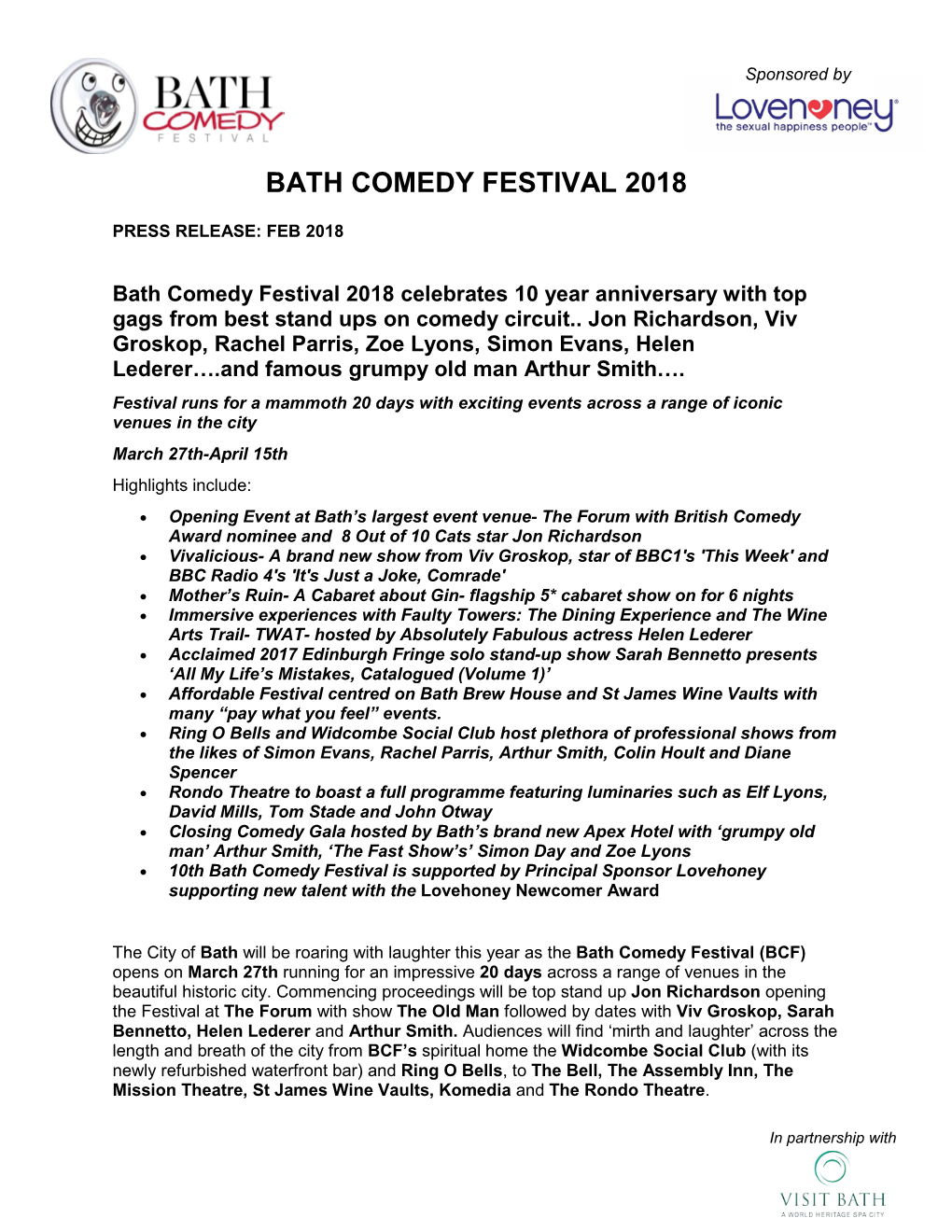 Bath Comedy Festival 2018