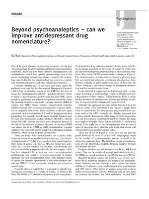 Beyond Psychoanaleptics – Can We Improve Antidepressant Drug