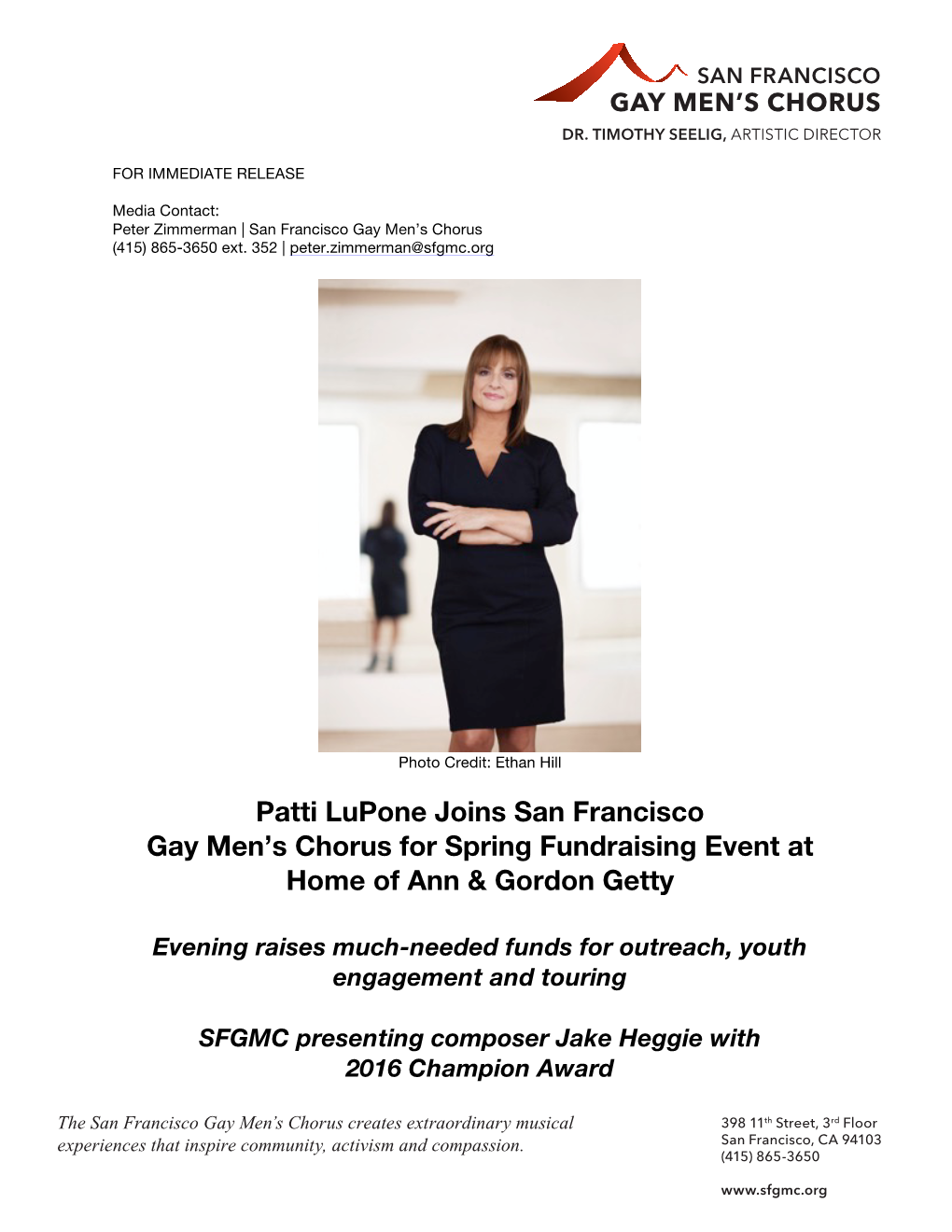 Patti Lupone Joins San Francisco Gay Men's Chorus for Spring