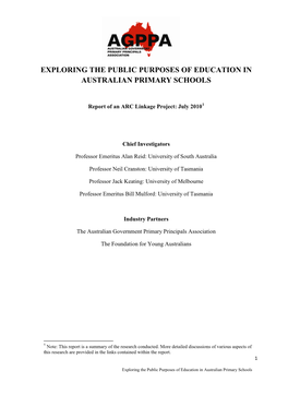 Exploring the Public Purposes of Education in Australian Primary Schools