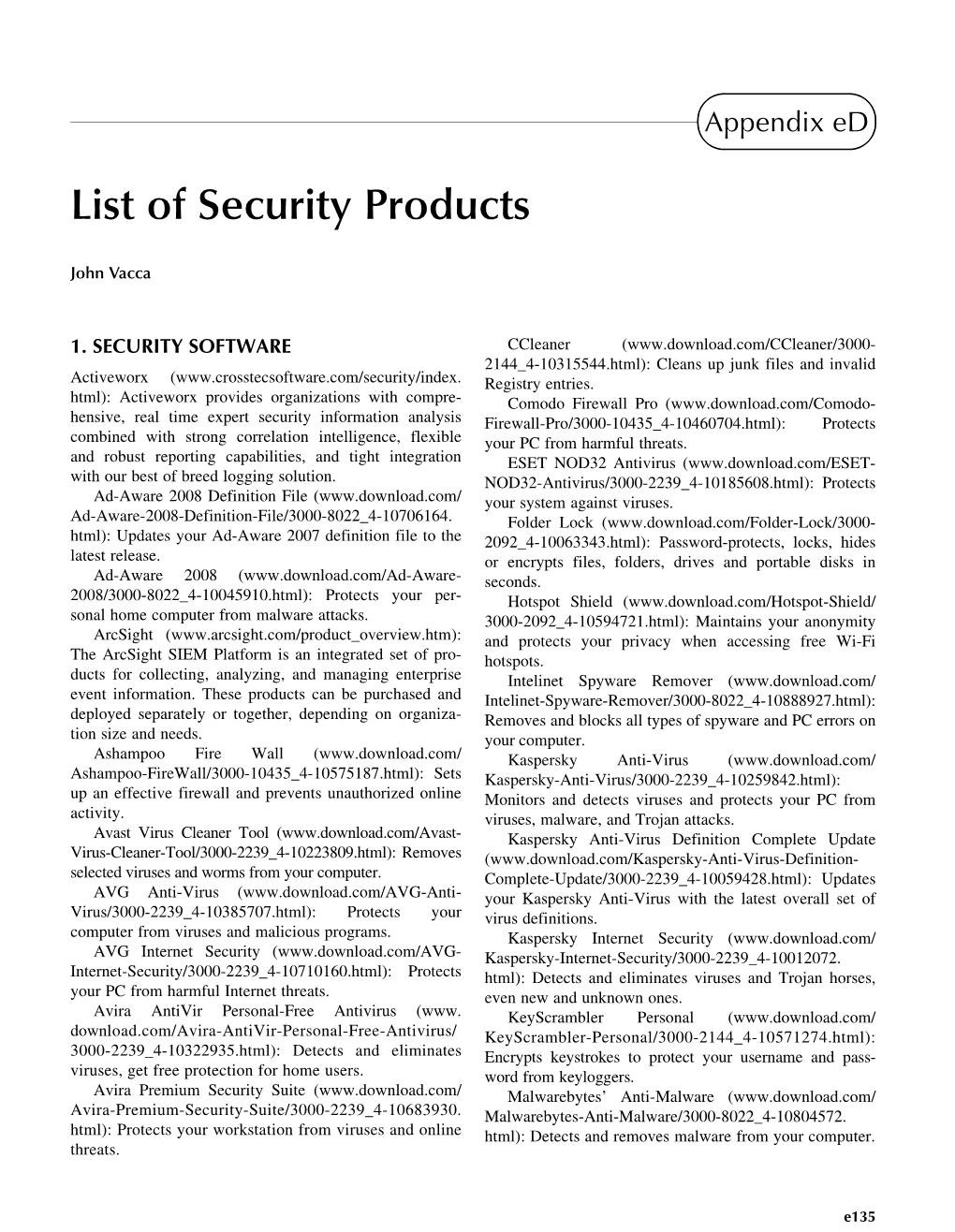 List of Security Products