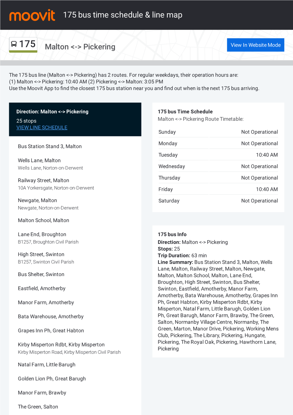 175 Bus Time Schedule & Line Route