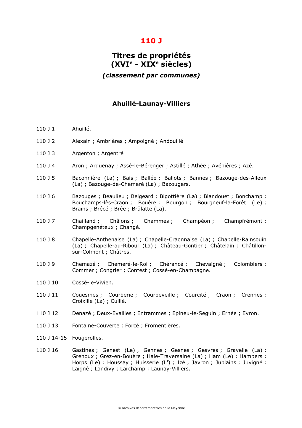 110 J Titres De Propriétés (Par Communes) 2