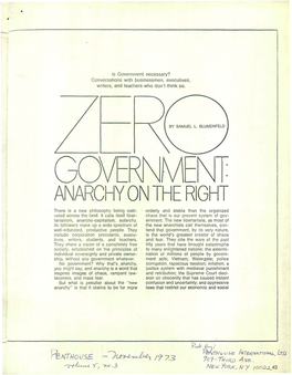 Zero Government; Anarchy on the Right