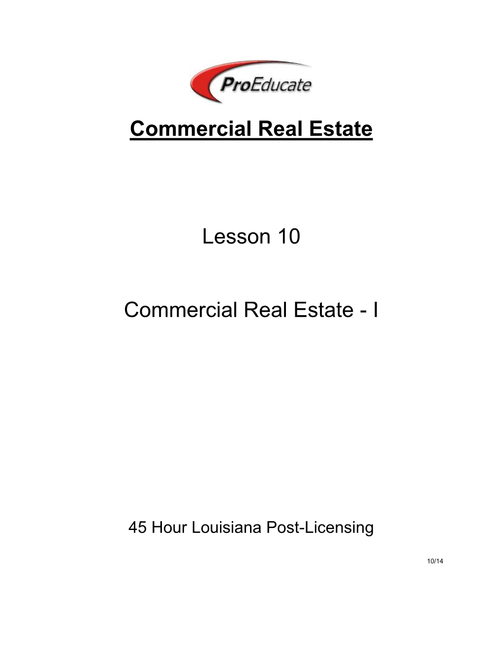 Commercial Real Estate Lesson 10 Commercial Real Estate