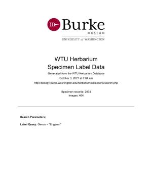 WTU Herbarium Specimen Label Data