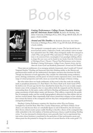 Cutting Performances Examinesfive Americanartists:Elsavonfreytag- Books Artaud Andhisdoubles