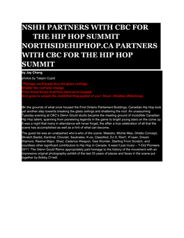Nshh Partners with Cbc for the Hip Hop Summit