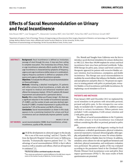 Effects of Sacral Neuromodulation on Urinary and Fecal Incontinence