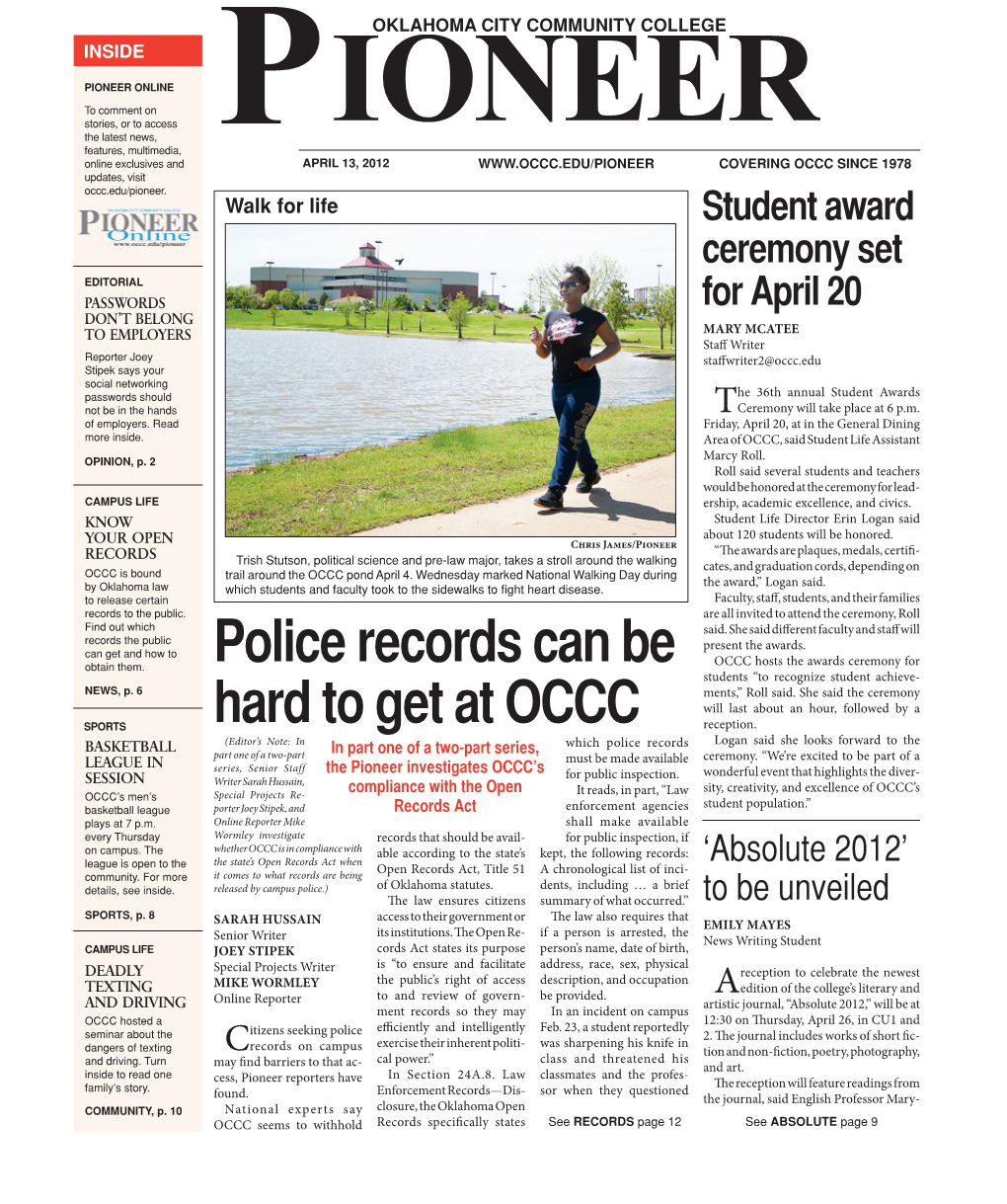 Police Records Can Be Hard to Get at OCCC