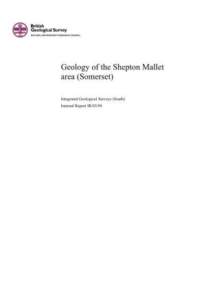 Geology of the Shepton Mallet Area (Somerset)