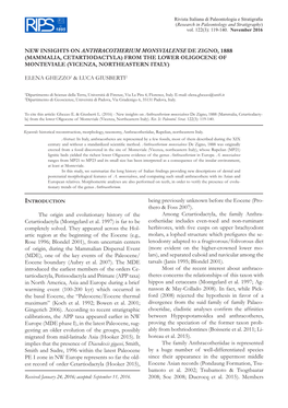 New Insights on Anthracotherium Monsvialense De Zigno, 1888 (Mammalia, Cetartiodactyla) from the Lower Oligocene of Monteviale (Vicenza, Northeastern Italy)