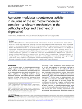 Agmatine Modulates Spontaneous Activity in Neurons of the Rat Medial