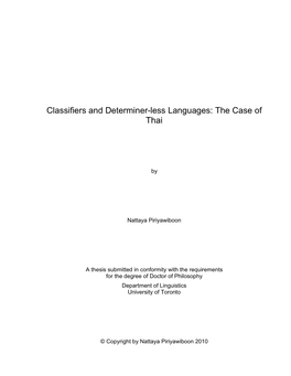 Classifiers and Determiner-Less Languages: the Case of Thai