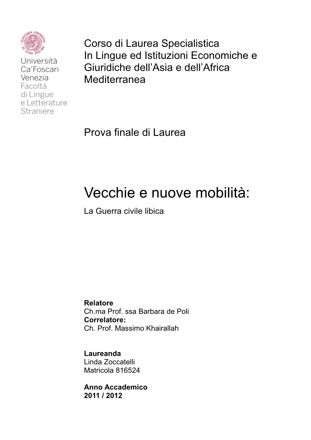 Vecchie E Nuove Mobilità