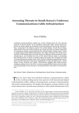 Assessing Threats to South Korea's Undersea Communications Cable Infrastructure