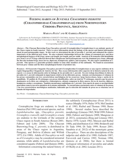 Feeding Habits of Juvenile Chacophrys Pierottii (C Eratophryidae -C Eratophryinae ) from Northwestern Córdoba Province , a Rgentina