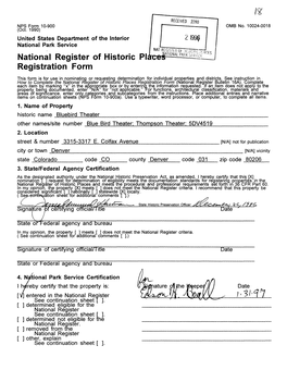 National Register of Historic Registration Form