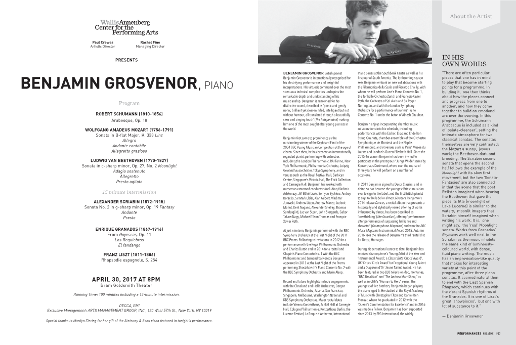 Benjamin Grosvenor,Piano