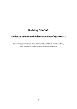 Evidence to Inform the Development of QUADAS-2