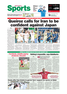 Queiroz Calls for Iran to Be Confident Against Japan DPA ABU DHABI