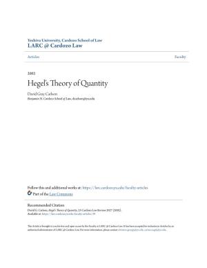 Hegel's Theory of Quantity