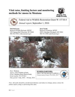 Vital Rates, Limiting Factors and Monitoring Methods for Moose in Montana