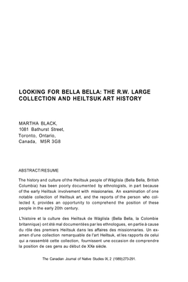 Looking for Bella Bella: the R.W. Large Collection and Heiltsuk Art History