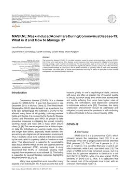 Mask-Induced Acne Flare During Coronavirus Disease-19. What Is It and How to Manage It?