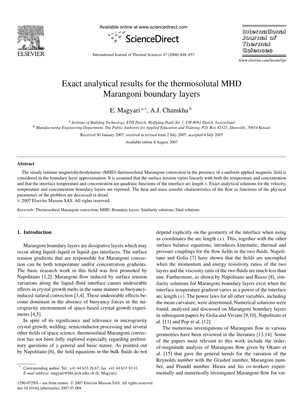 Exact Analytical Results for the Thermosolutal MHD Marangoni Boundary Layers