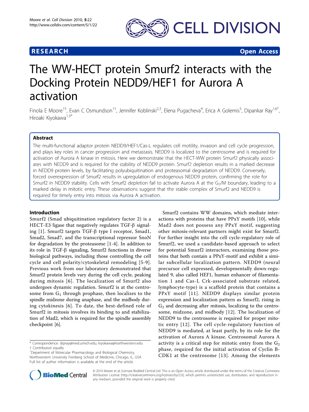 The WW-HECT Protein Smurf2 Interacts with the Docking Protein
