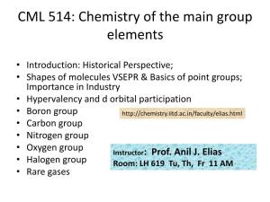 CML 514: Chemistry of the Main Group Elements