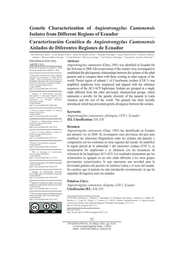 Genetic Characterization of Angiostrongylus