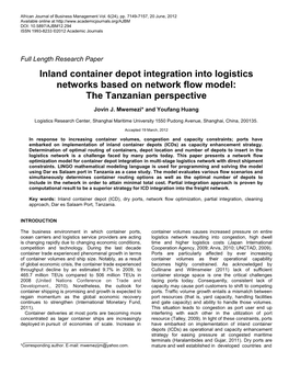 Inland Container Depot Integration Into Logistics Networks Based on Network Flow Model: the Tanzanian Perspective