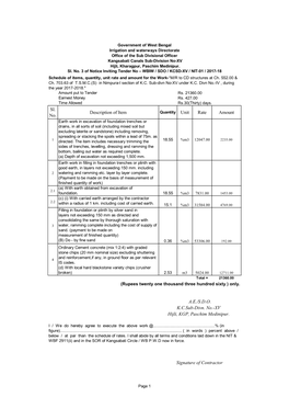 Sl. No. Description of Item Rate Amount Hijli, KGP, Paschim Medinipur. Signature of Contractor AE/Sdokcsub-Divn