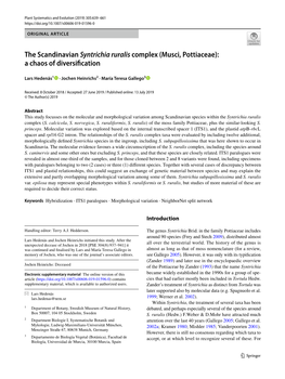 The Scandinavian Syntrichia Ruralis Complex (Musci, Pottiaceae): a Chaos of Diversifcation