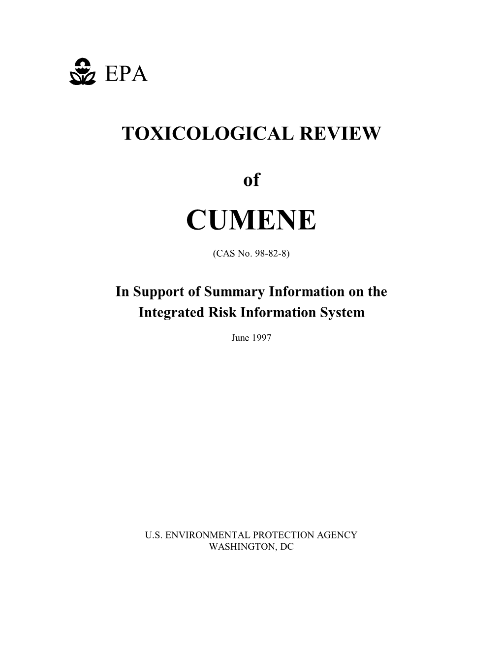 Toxicological Review of Cumene