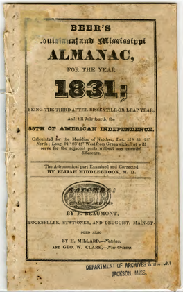 Beer's Louisiana and Mississippi Almanac for the Year 1831