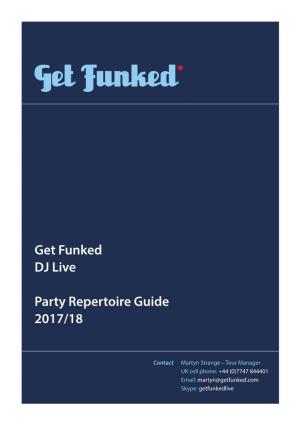 Get Funked DJ Live Party Repertoire Guide 2017/18