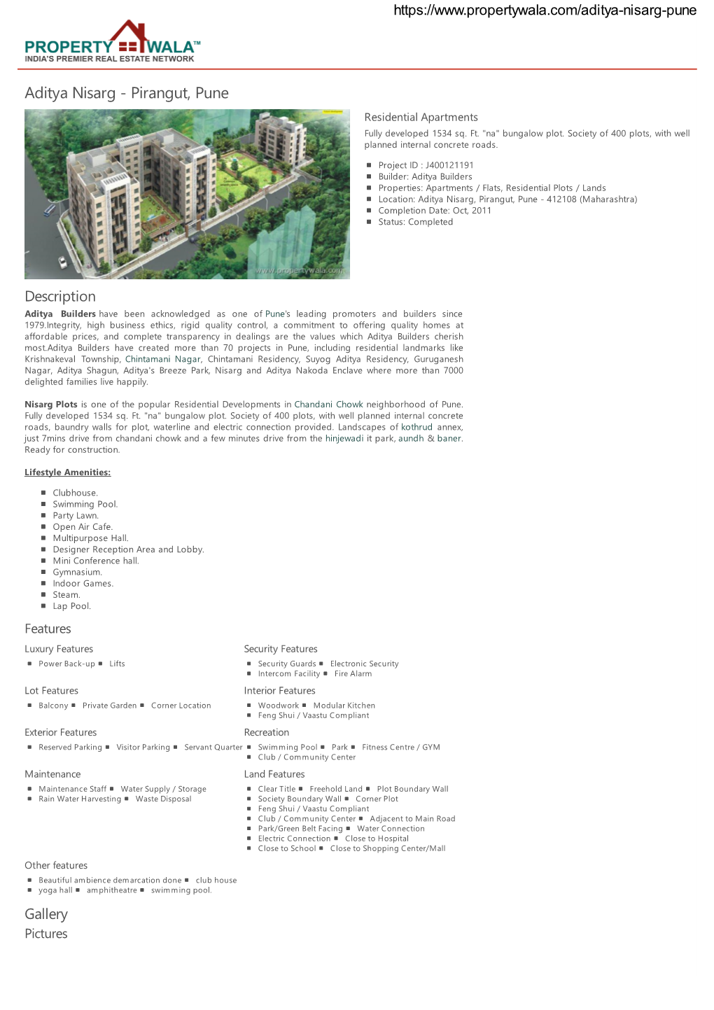 Aditya Nisarg - Pirangut, Pune Residential Apartments Fully Developed 1534 Sq