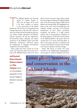 Lower Plants Inventory and Conservation in the Falkland Islands