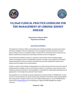 VA/Dod CLINICAL PRACTICE GUIDELINE for the MANAGEMENT of CHRONIC KIDNEY DISEASE