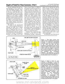 Depth of Field for View Cameras Part I
