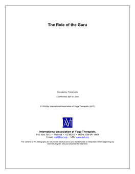 The Role of the Guru