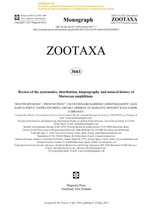 Review of the Systematics, Distribution, Biogeography and Natural History of Moroccan Amphibians